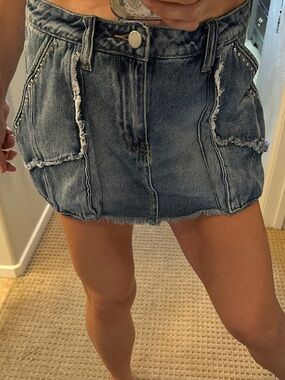 PTCL Denim Mini Skort Studded Cargo Y2K Style Blue Jean Size Small